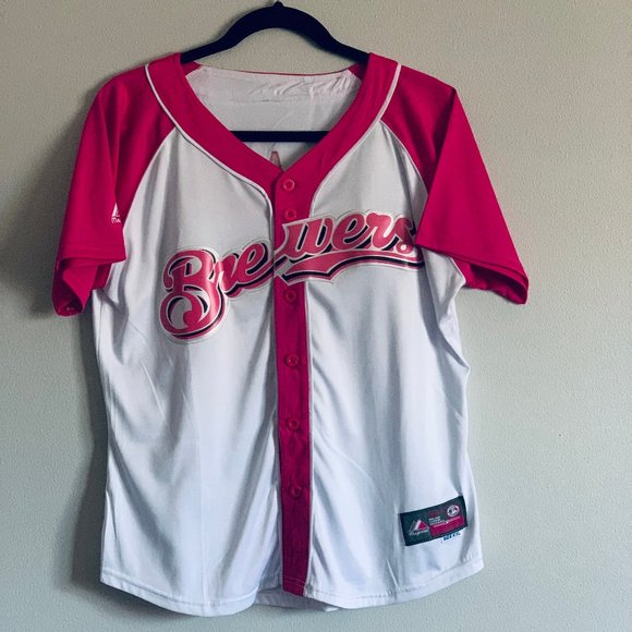 Majestic Tops - Pink/Magenta Ryan Braun Milwaukee Brewers …